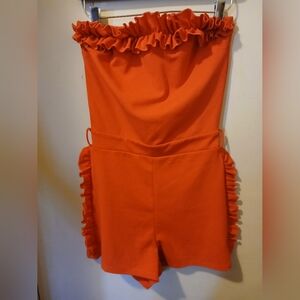 Pinklicious Orange Ruffle Romper